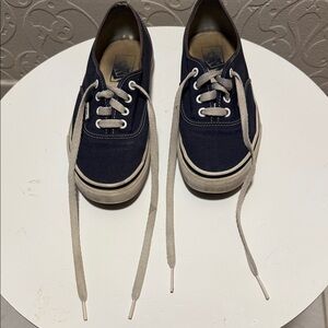 Vans Dark Blue Canvas Shoes with White Accents